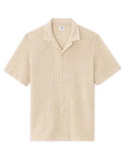 100% katoenen gehaakt shirt - beige