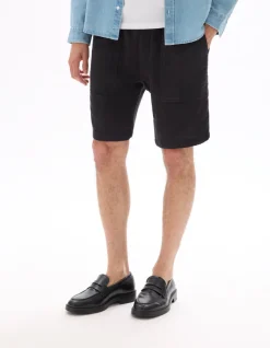 100% katoenen gestreepte jacquard bermuda - zwart