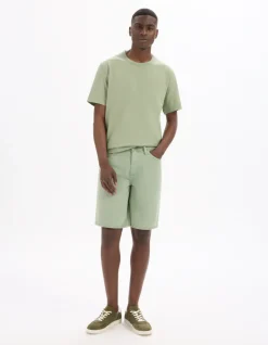 100% katoenen jeansbermuda - lichtgroen