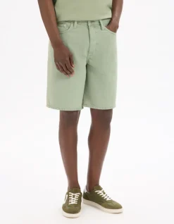 100% katoenen jeansbermuda - lichtgroen