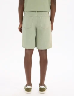 100% katoenen jeansbermuda - lichtgroen