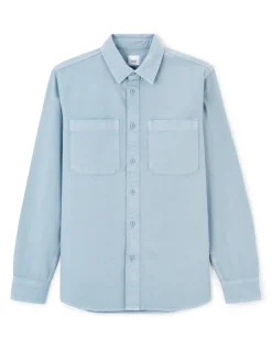100% katoenen kledingstuk geverfd overhemd - blauwgrijs