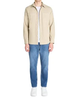 100% katoenen kledingstuk geverfd overhemd - beige