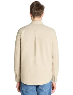100% katoenen kledingstuk geverfd overhemd - beige