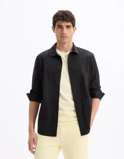 100% katoenen poplin overshirt - zwart