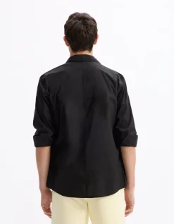 100% katoenen poplin overshirt - zwart