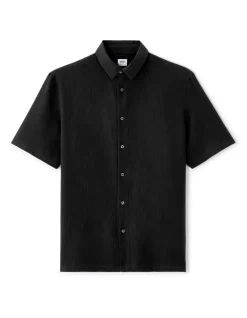 100% katoenen regular fit gekreukt shirt - zwart