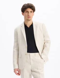 100% linnen slim-fit colbert - natuurlijk