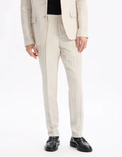 100% linnen slim-fit pantalon - natuurlijk