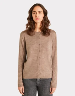 100% merinowol ronde hals vest - taupe