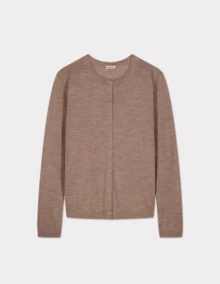 100% merinowol ronde hals vest - taupe