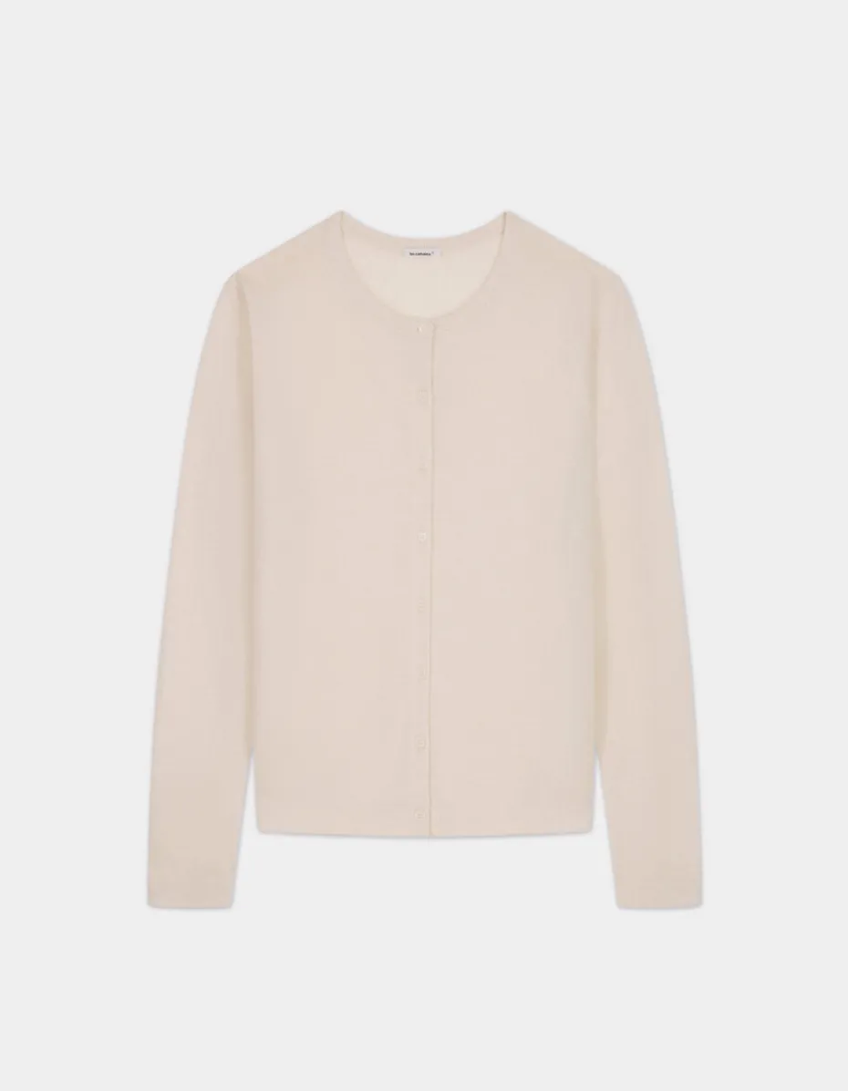 100% merinowol ronde hals vest - ecru