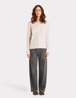 100% merinowol ronde hals vest - ecru