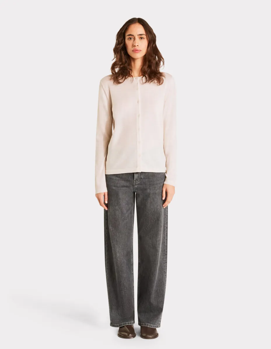 100% merinowol ronde hals vest - ecru