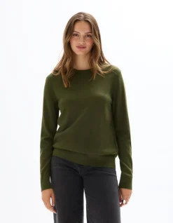 100% Merinowol Rondehals Trui - Groen