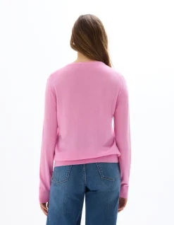 100% merinowol trui met ronde hals - roze