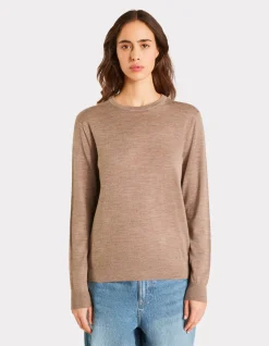 100% merinowol trui met ronde hals - Taupe
