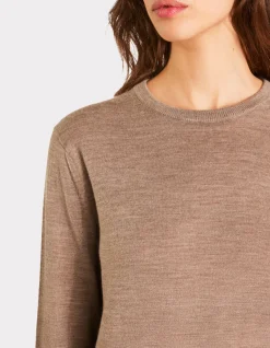 100% merinowol trui met ronde hals - Taupe
