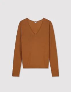 100% merinowol V-hals trui - bruin