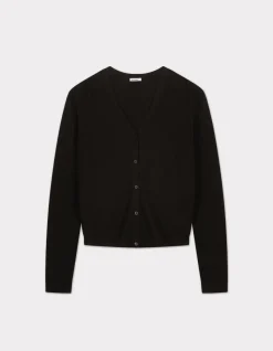 100% merinowol V-hals vest - Zwart