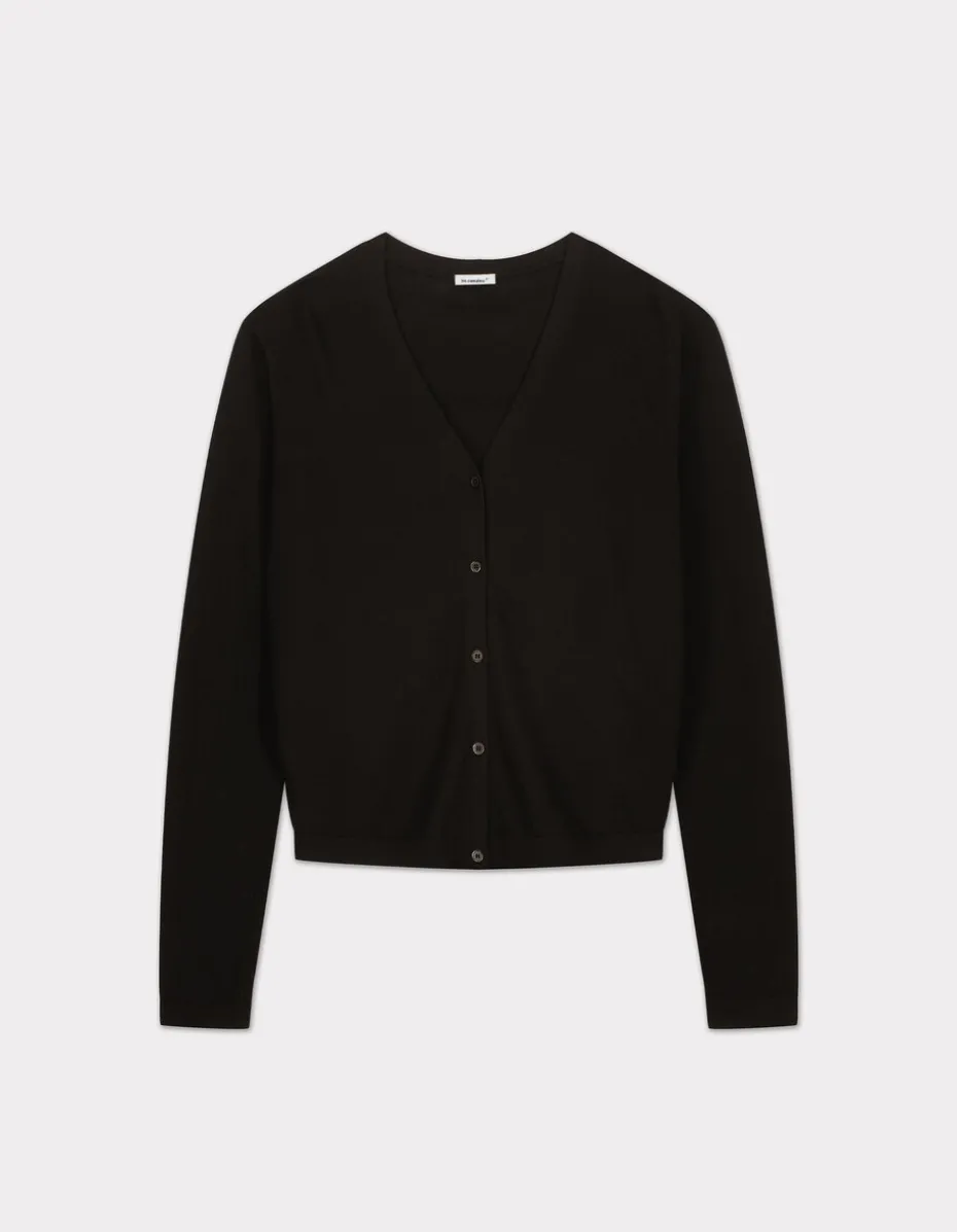 100% merinowol V-hals vest - Zwart