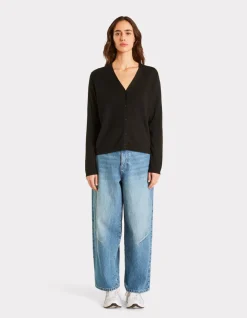 100% merinowol V-hals vest - Zwart