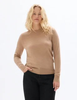 100% merinowollen ronde hals trui - beige