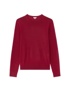 100% merinowollen trui met ronde hals - rood
