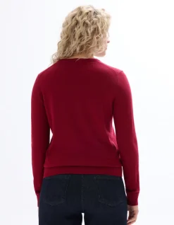 100% merinowollen trui met ronde hals - rood