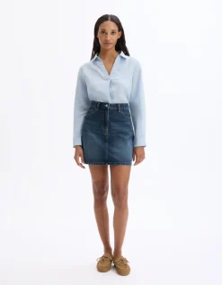 Basic korte denim rok - blauw