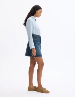 Basic korte denim rok - blauw