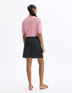 Basic korte denim rok - denim