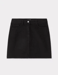 Basic korte denim rok - zwart