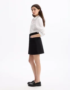 Basic korte denim rok - zwart