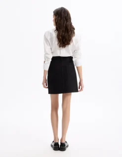Basic korte denim rok - zwart
