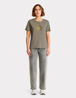 Bedrukt katoenen T-shirt - kaki
