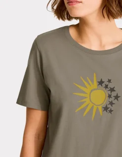 Bedrukt katoenen T-shirt - kaki