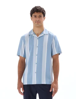 Bedrukte regular fit bloes 100% viscose - blauw
