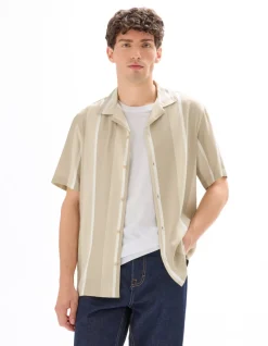 Bedrukte regular fit blouse 100% viscose - beige