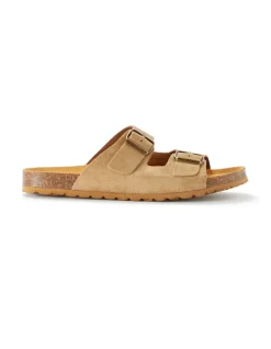Beige sandalen met twee gespen
