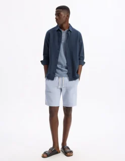Bermuda 100% katoen - blauw