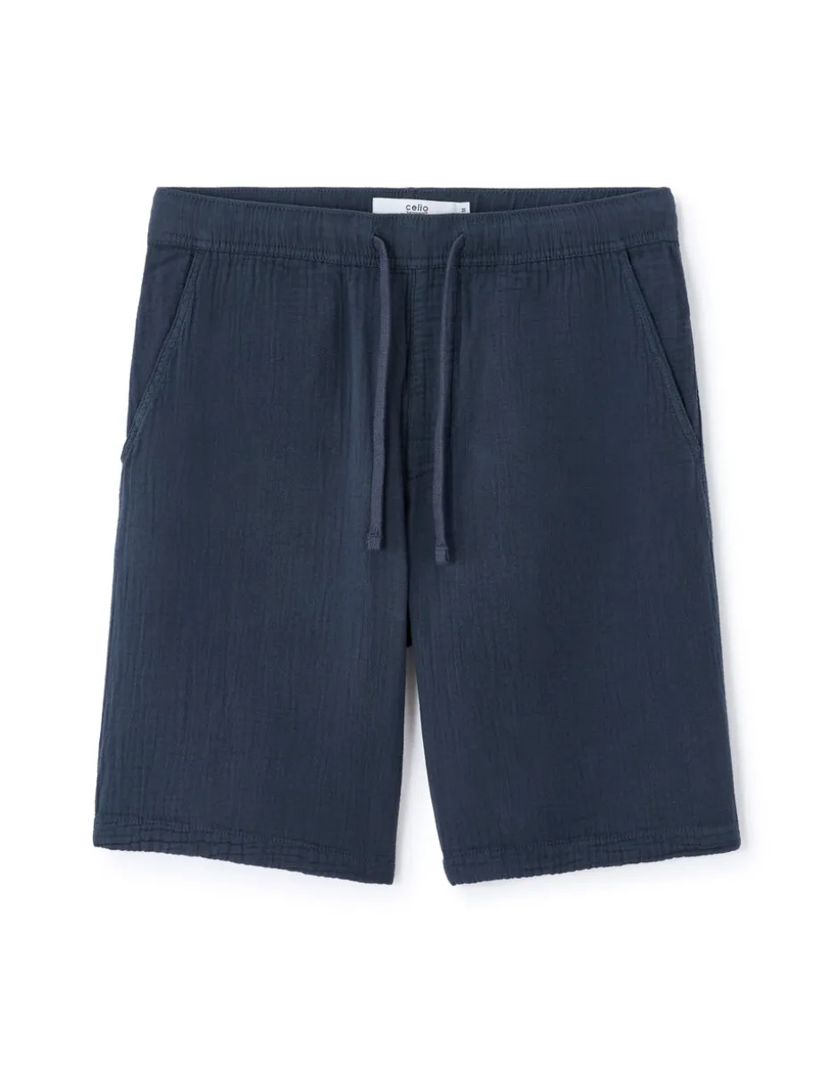 Bermuda 100% katoengauze - marineblauw
