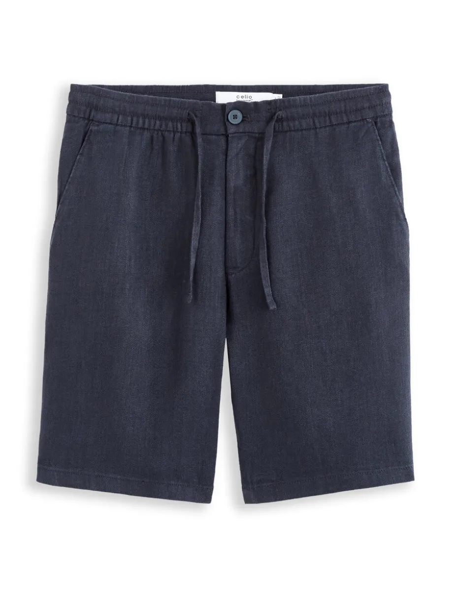Bermuda 100% linnen - marineblauw