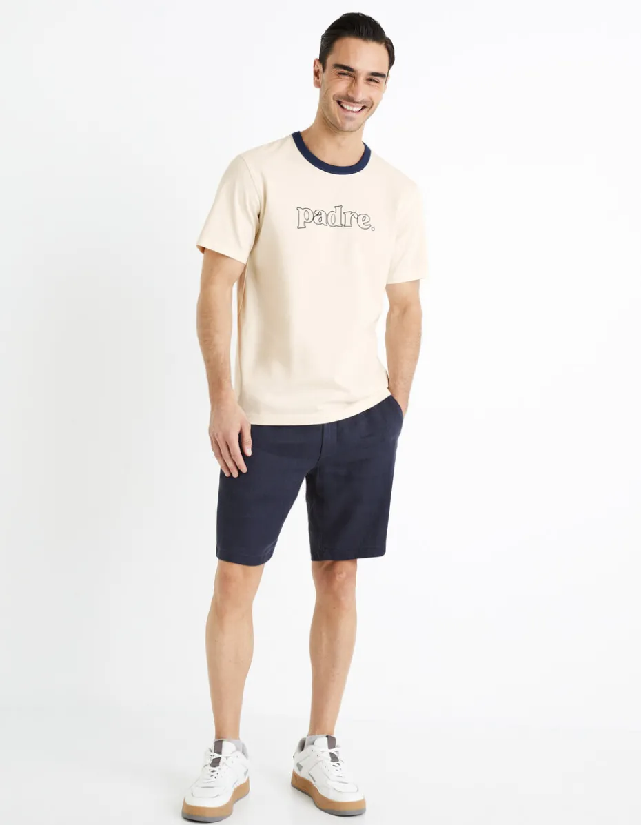 Bermuda 100% linnen - marineblauw