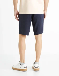 Bermuda 100% linnen - marineblauw