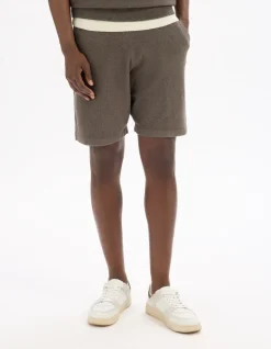 Bermuda in gemengd katoenen molton - taupe