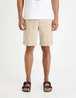 Bermuda in piqué stof - beige