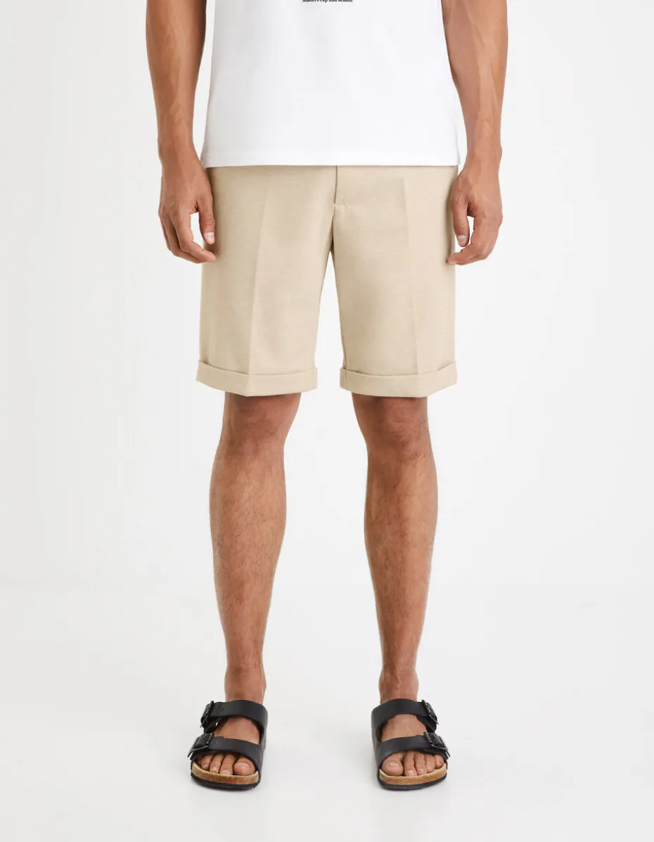 Bermuda in piqué stof - beige
