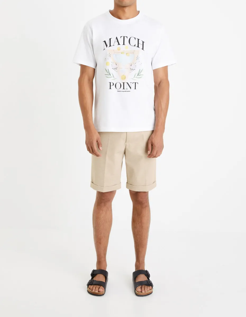 Bermuda in piqué stof - beige