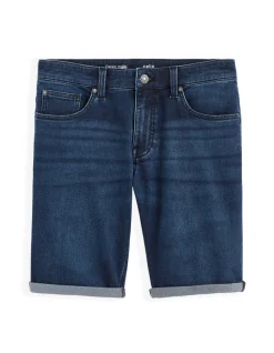 Bermuda van denim met gebreid effect